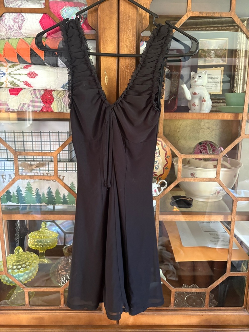 Classic Black Sleeveless V-Neck Women's Dress